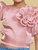 Girls Pink Party Wear Top