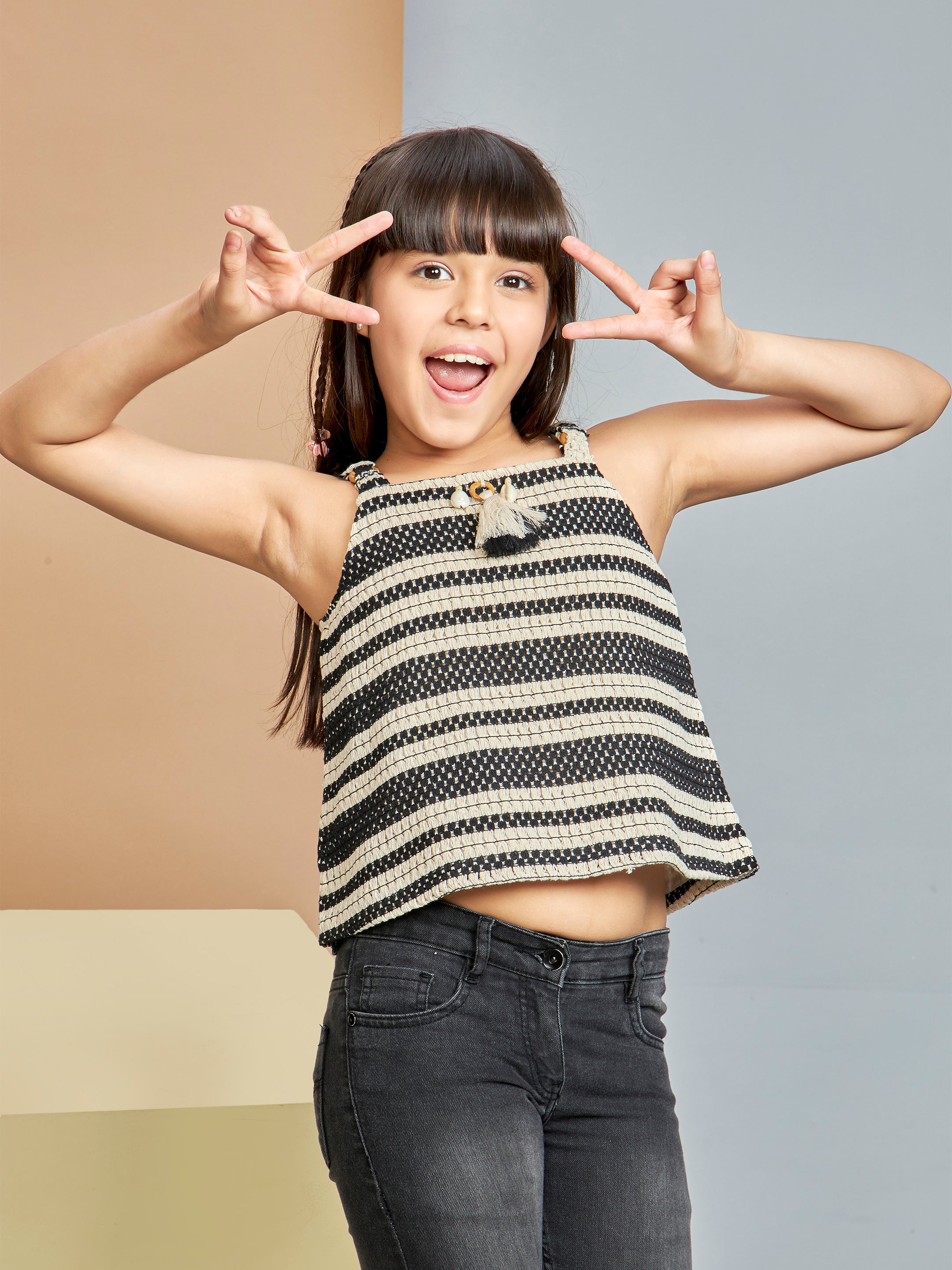 Girls Black Party Top