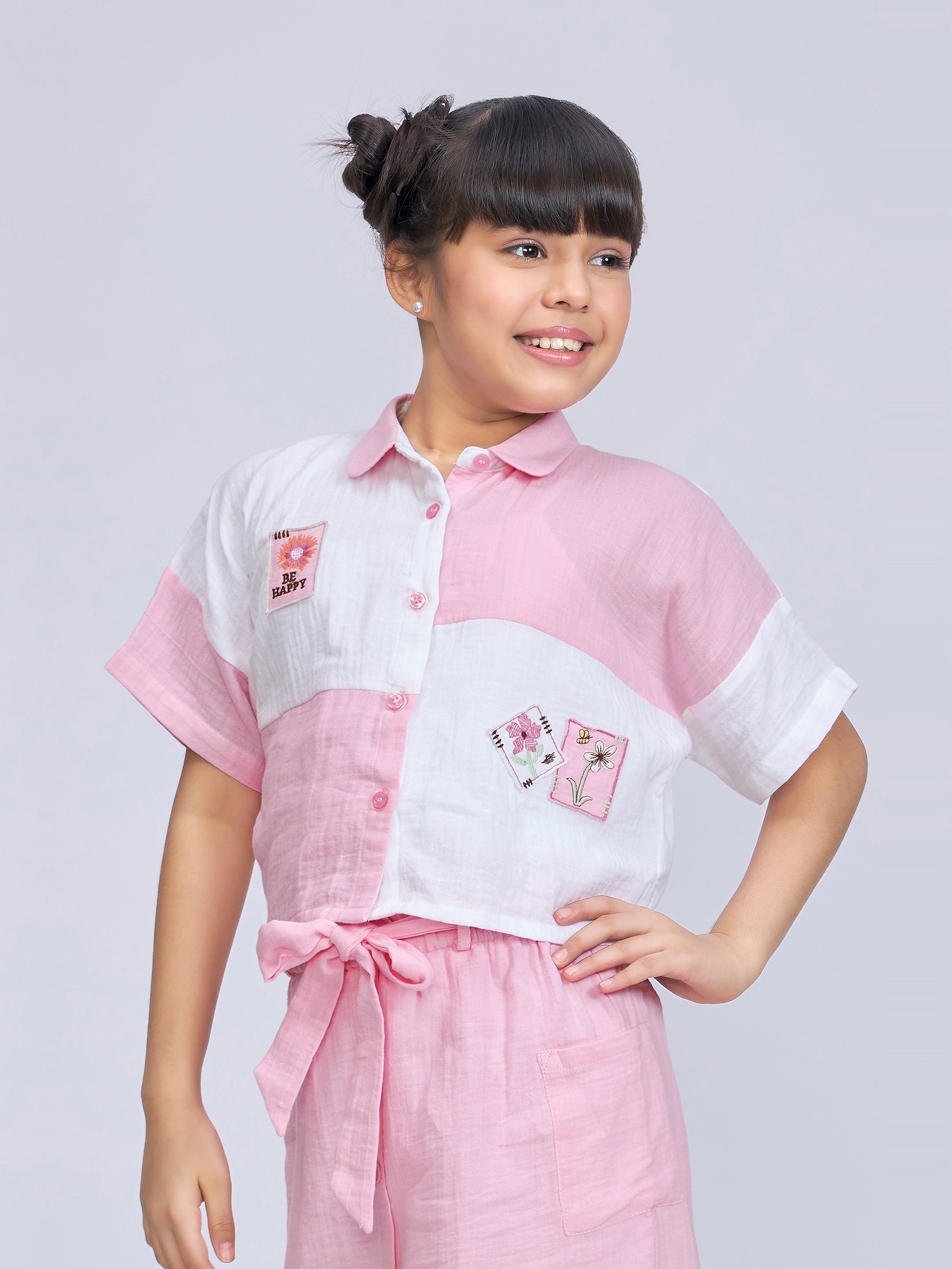 Girls Pink Casual Wear Top