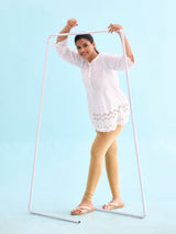 Women's Solid Beige Slim Fit Ankle Length Legging