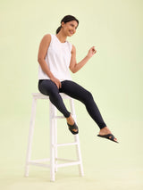 Women's Solid Black Shimmer Legging