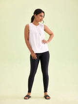 Women's Solid Black Shimmer Legging