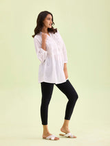 Women's Solid Black Cotton Cropped Legging