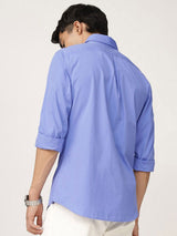 Men's Blue Casual Regular Fit Solid Full Sleeves Shirt