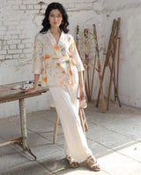 Women's Haz White Polyester Fabric Wide Leg Fit Plain Ankle Length Trousers