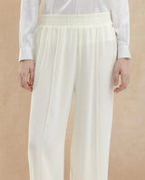 Women's Haz White Polyester Fabric Wide Leg Fit Plain Ankle Length Trousers