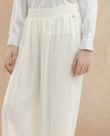 Women's Haz White Polyester Fabric Wide Leg Fit Plain Ankle Length Trousers