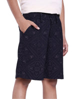 Boys Navy Casual Regular Fit Printed Shorts
