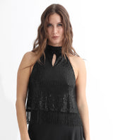 Women's Black Casual Sleeveless Top