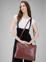 Women's Tan Faux Leather Laptop Backpack Handbag 9L
