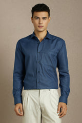 Men's Navy Blue Formal Full Sleeves Shirt