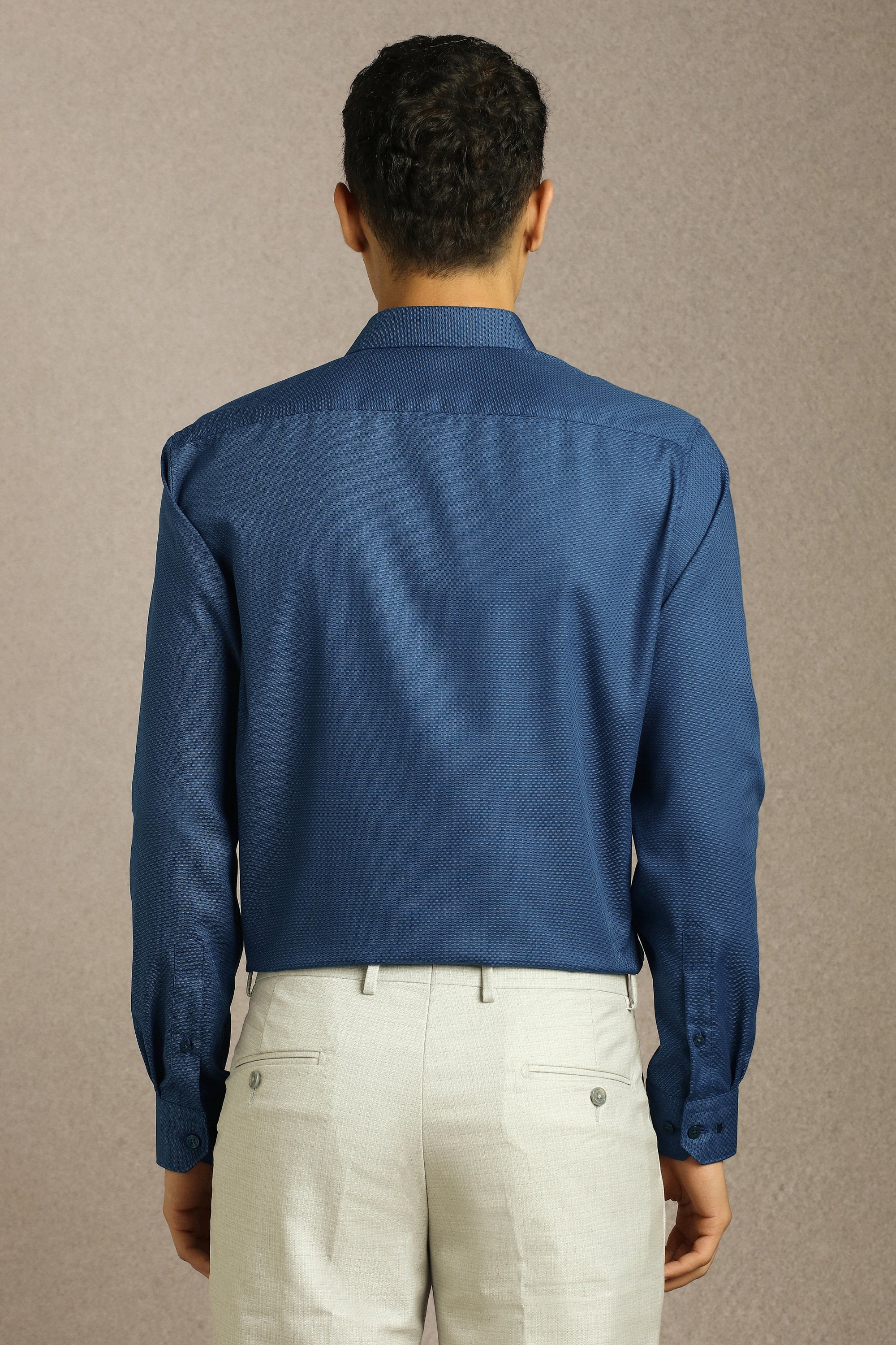 Men's Navy Blue Formal Full Sleeves Shirt