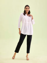 Women's Solid Black Cotton Mid Rise Kurti Pant