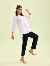 Women's Solid Black Cotton Mid Rise Kurti Pant