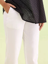 Women's Solid White Cotton Kurti Pant