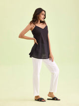 Women's Solid White Cotton Kurti Pant