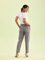 Women's Ikat Grey Mid Rise Printed Pencil Pant