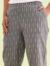 Women's Ikat Grey Mid Rise Printed Pencil Pant