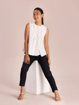 Women's Solid Black Comfort Fit Cotton Pant