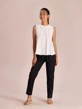 Women's Solid Black Comfort Fit Cotton Pant