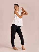Women's Solid Black Comfort Fit Cotton Pant