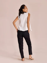 Women's Solid Black Comfort Fit Cotton Pant