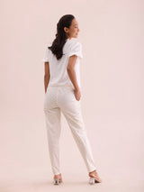 Women's Solid Beige Comfort Fit Cotton Pant
