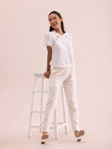 Women's Solid Beige Comfort Fit Cotton Pant