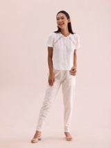 Women's Solid Beige Comfort Fit Cotton Pant