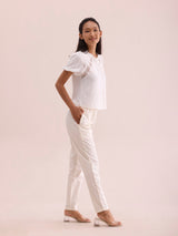 Women's Solid Beige Comfort Fit Cotton Pant