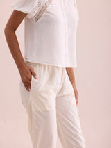 Women's Solid Beige Comfort Fit Cotton Pant