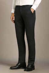 Men's Black Slim Fit Mid Rise Trouser