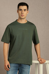 Men's Olive Casual Half Sleeves Tshirt