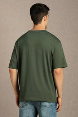 Men's Olive Casual Half Sleeves Tshirt