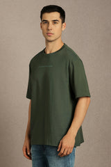 Men's Olive Casual Half Sleeves Tshirt