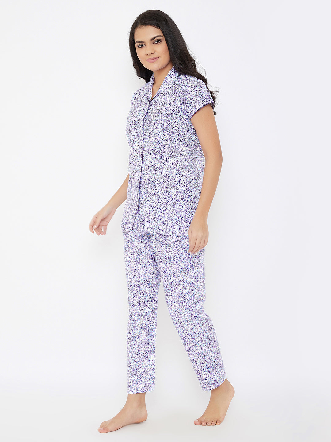 Women's Multicolor Half Sleeves Cotton Night Suit