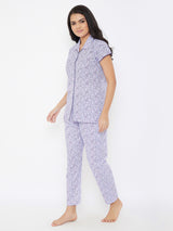 Women's Multicolor Half Sleeves Cotton Night Suit