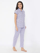 Women's Multicolor Half Sleeves Cotton Night Suit