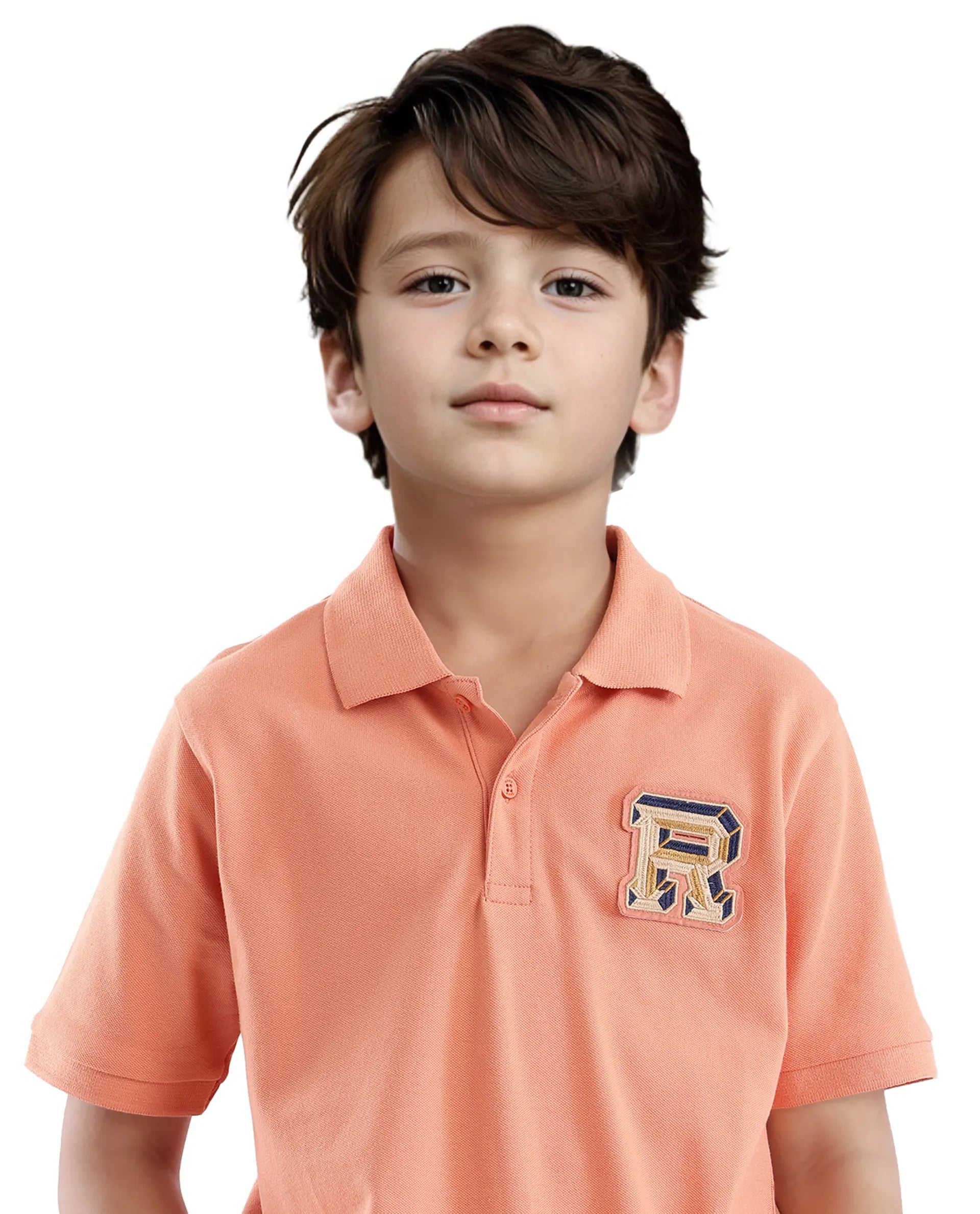 Boys Orange Casual Regular Fit Printed Half Sleeves Tshirt