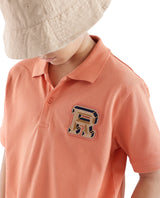 Boys Orange Casual Regular Fit Printed Half Sleeves Tshirt