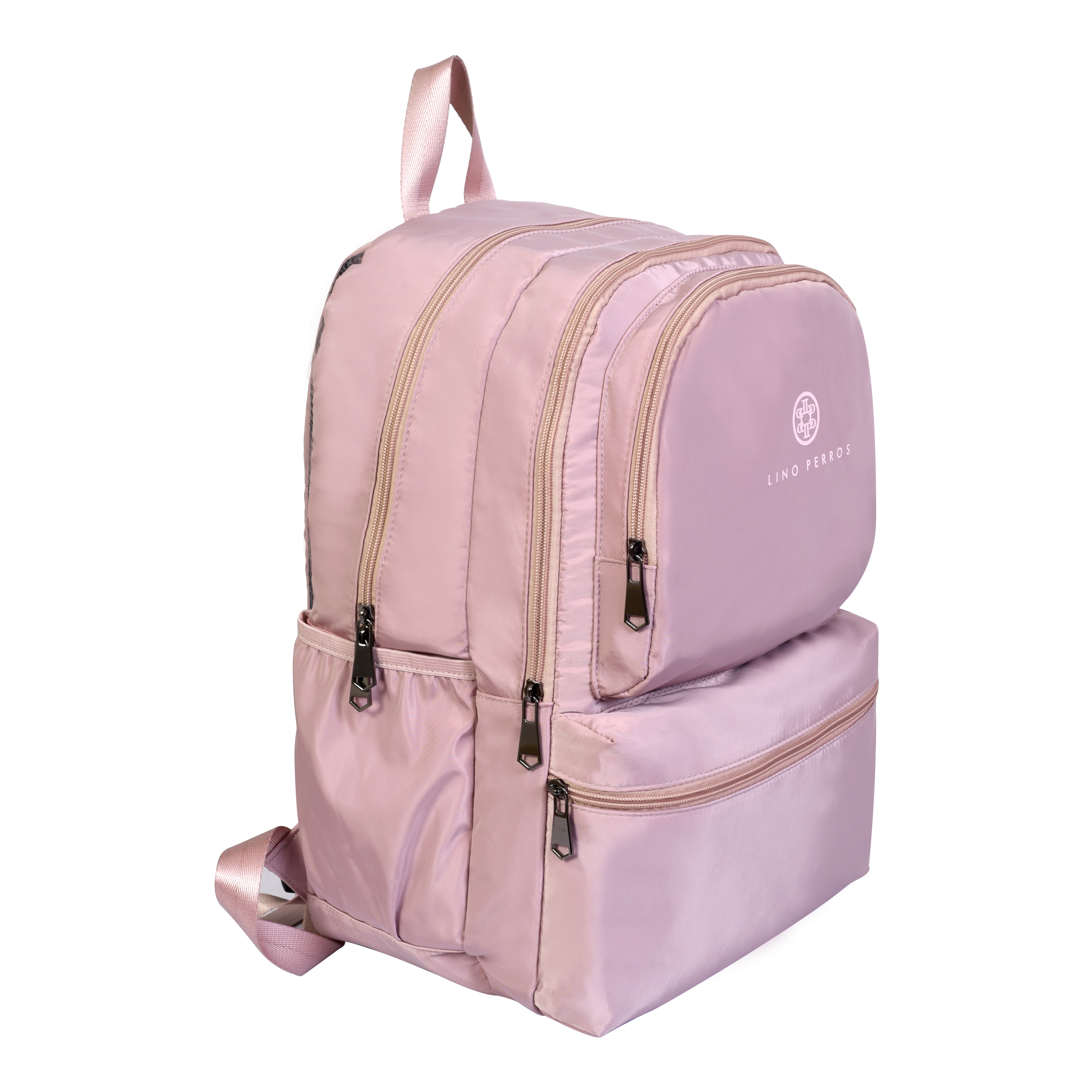 Women's Pink Casual Solid Laptop Backpack