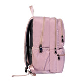 Women's Pink Casual Solid Laptop Backpack