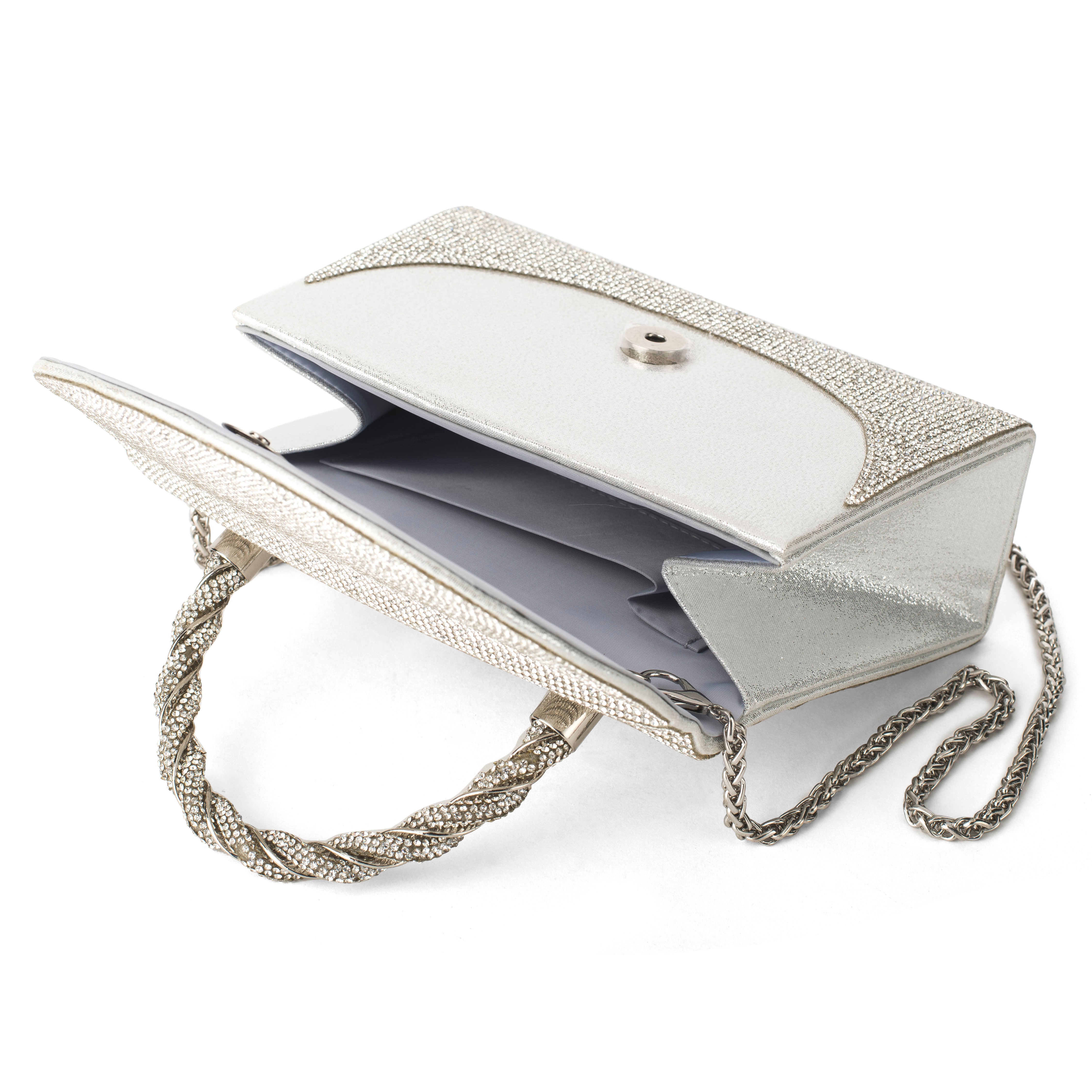 Women's Silver Casual Solid Clutch