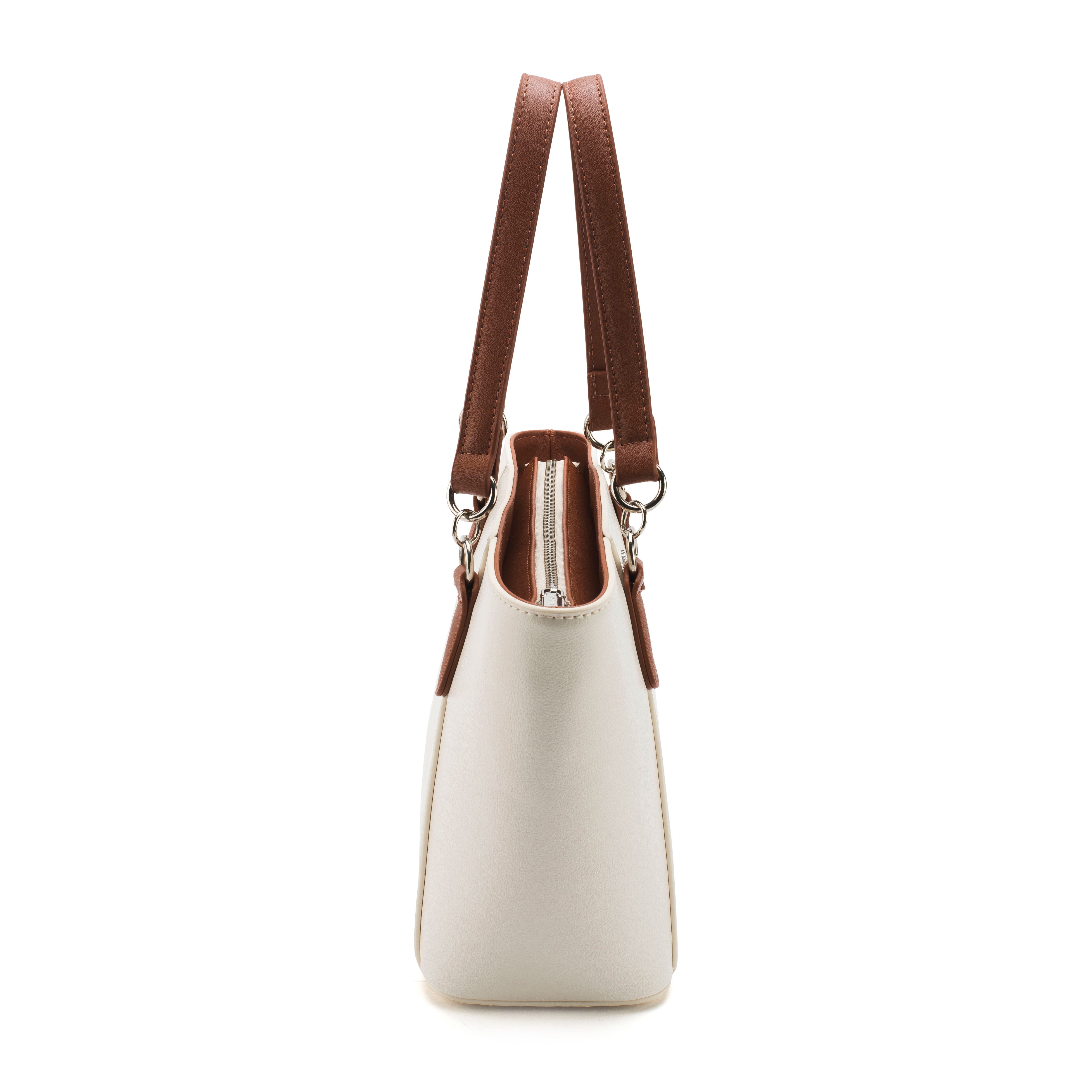 Women's White Casual Solid Tote Bag