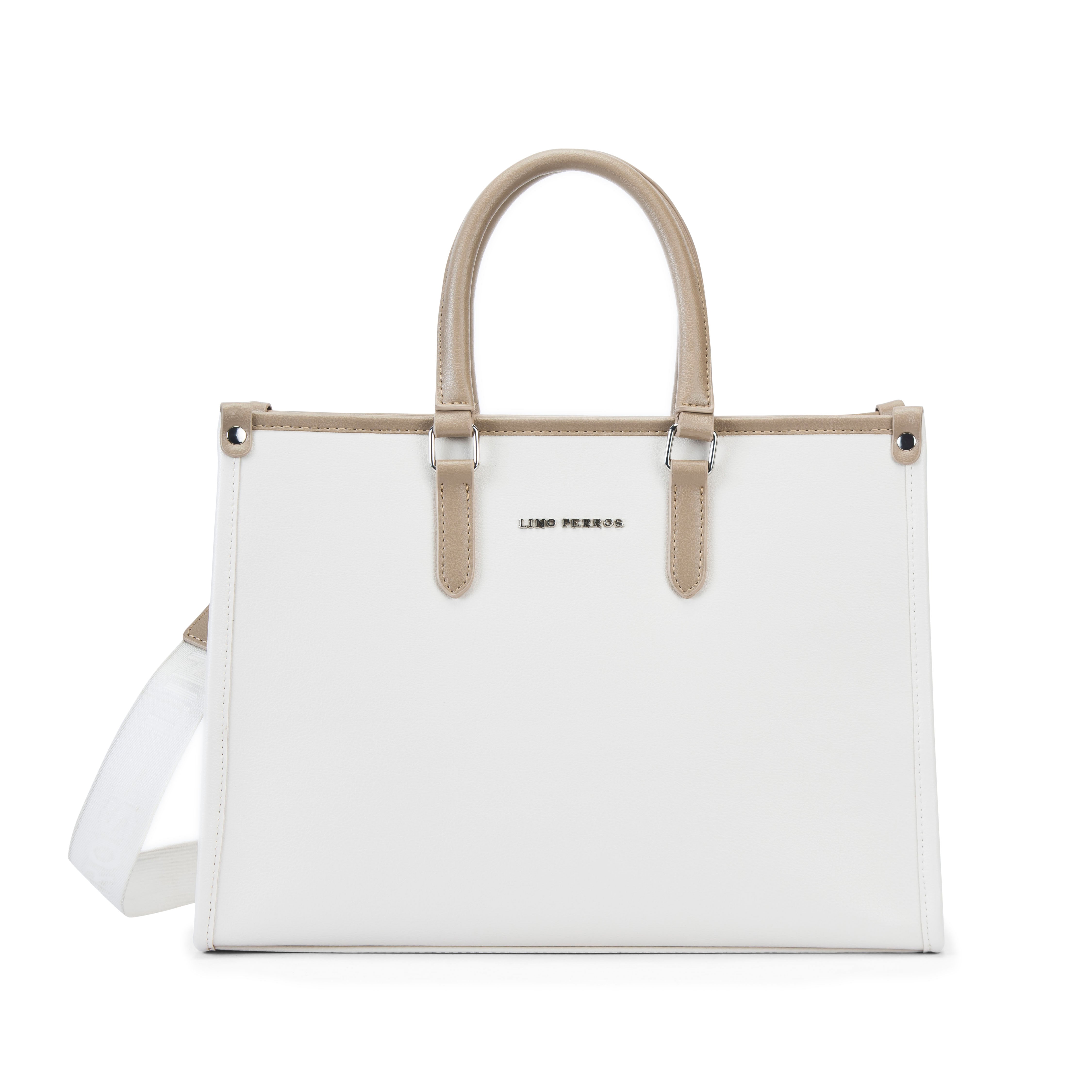 Women's White Casual Solid Tote Bag
