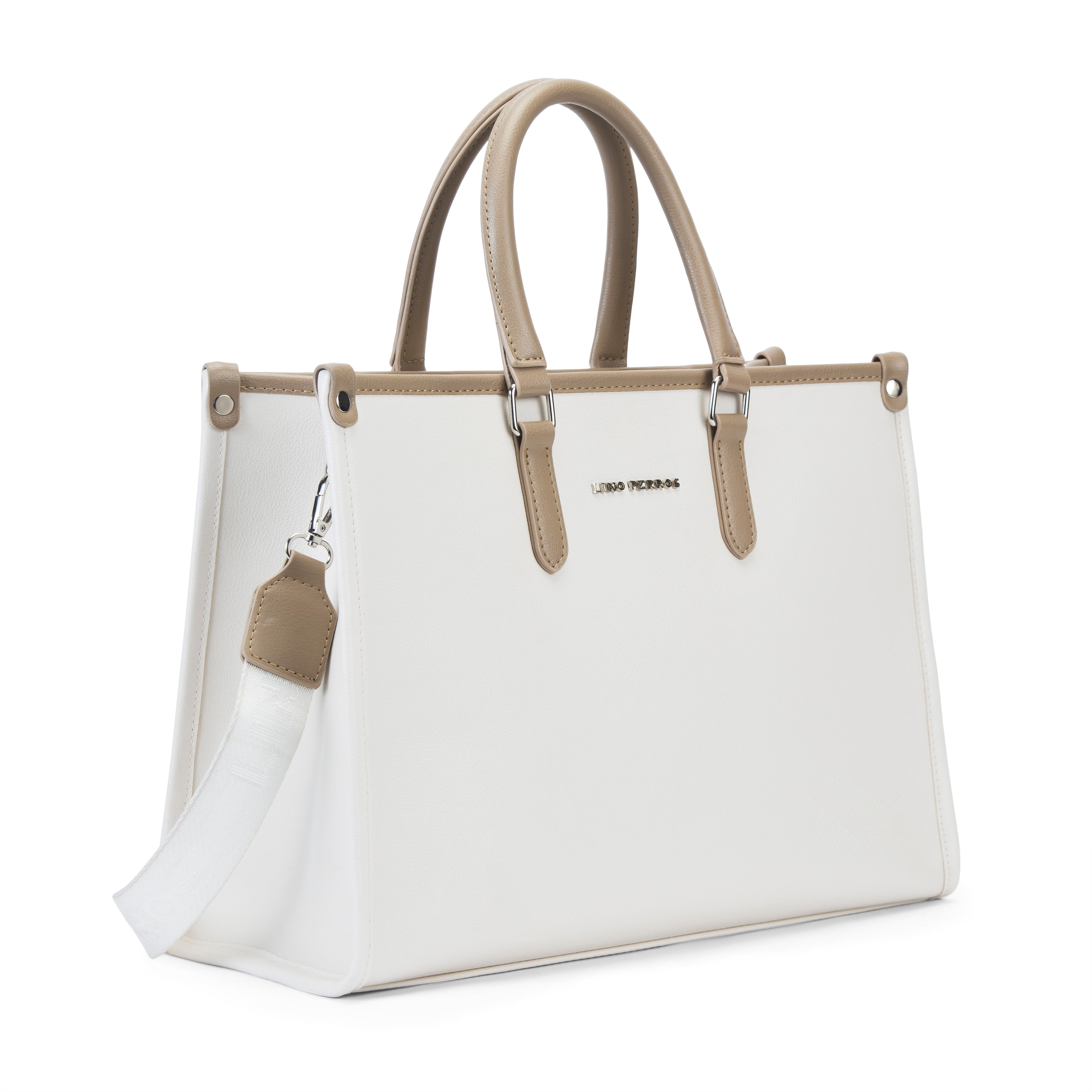 Women's White Casual Solid Tote Bag