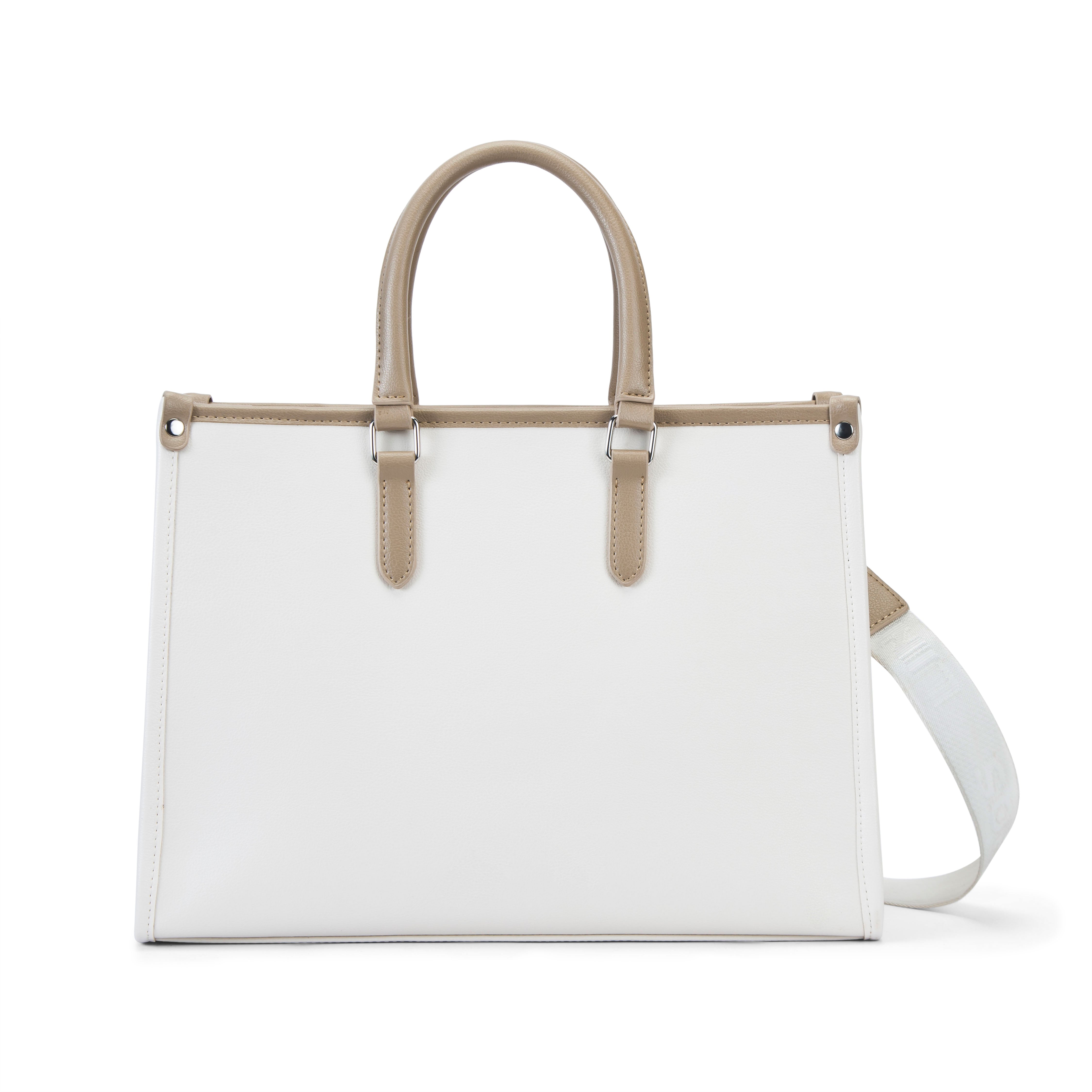 Women's White Casual Solid Tote Bag