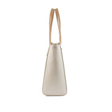 Women's Off White Casual Solid Tote Bag