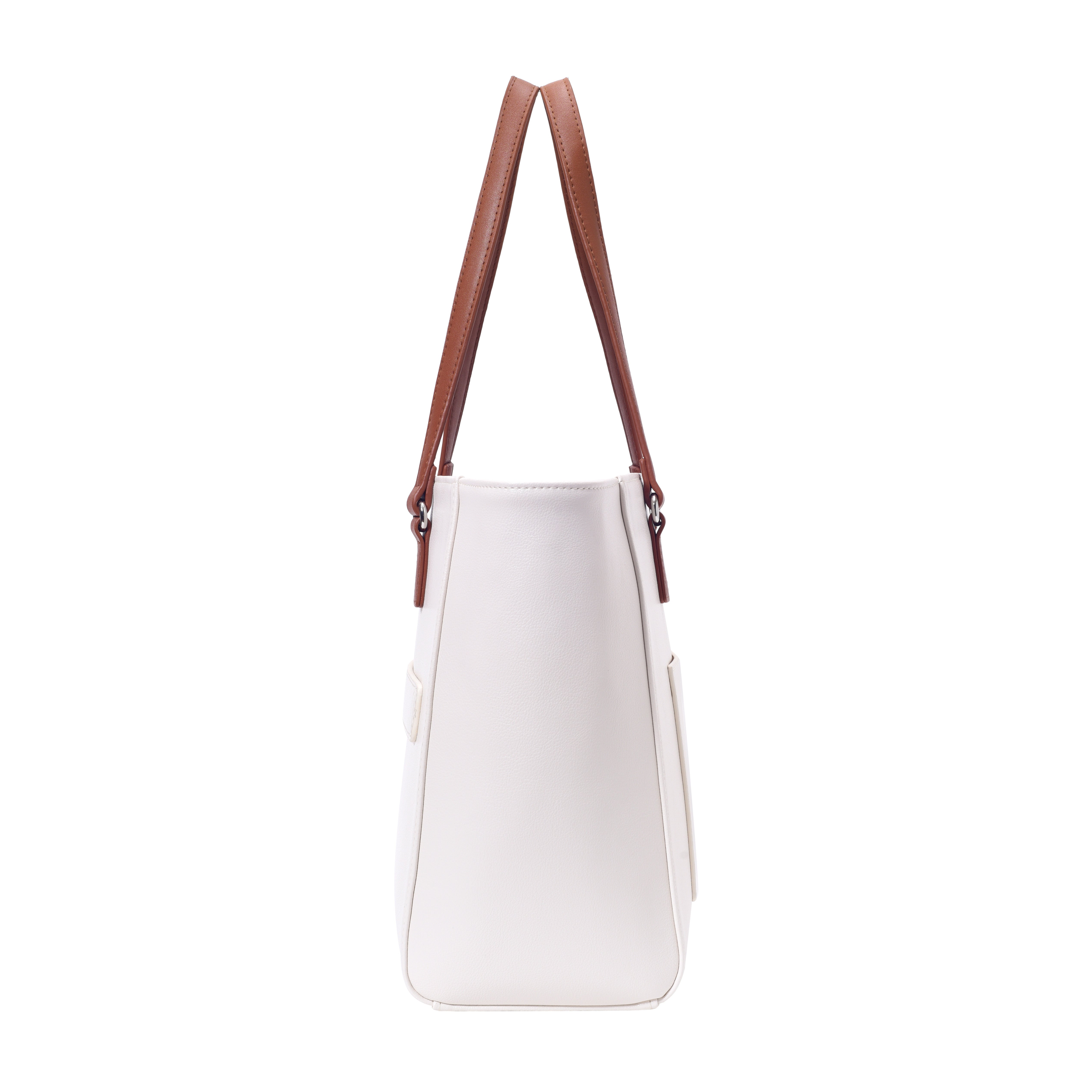 Women's White Casual Solid Tote Bag