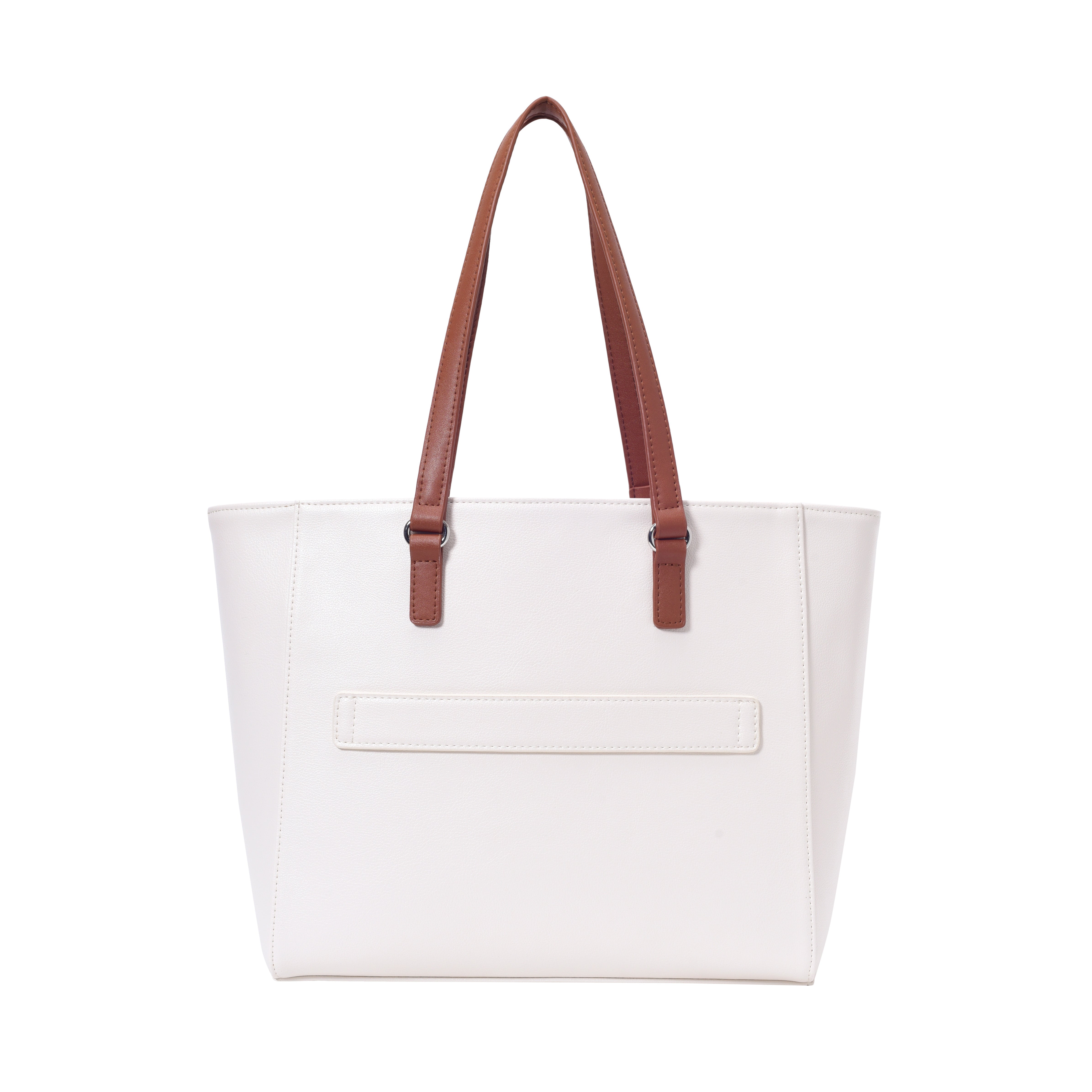 Women's White Casual Solid Tote Bag